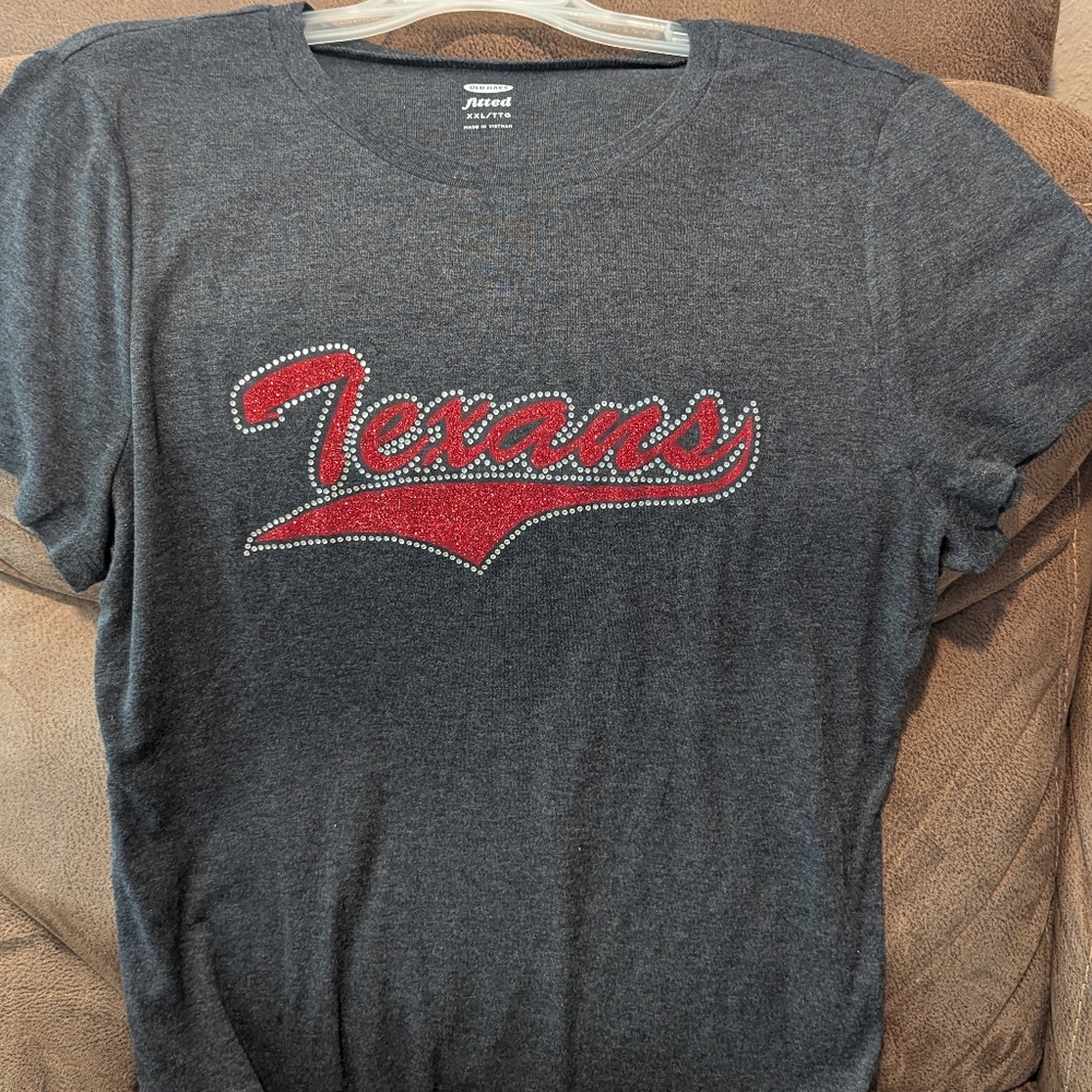 Houston Texans glitter rhinestone t-shirt ladies size XXL 2XL Brand new